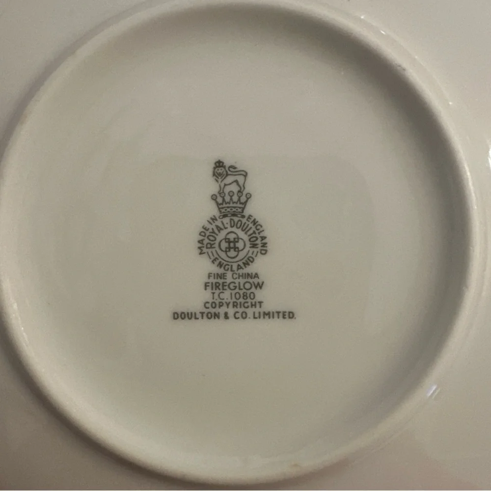 Royal Doulton Fireglow China Set of 4 Saucer Bread Plates 6.25 Inch Vintage